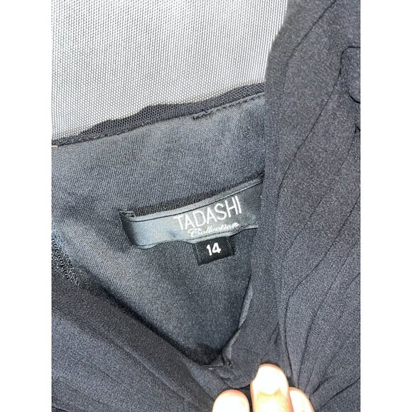 Tadashi Shoji Black Sheer Long Sleeve Top With Sequin Embellishments Size 14 WOm - Picture 3 of 7